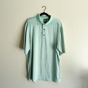 Foot Joy Green + White Striped Short Sleeve Polo - XL